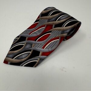 J. BLADES & CO Monterey Bay 100 % Silk Men's Tie USA Black/Red/Gray